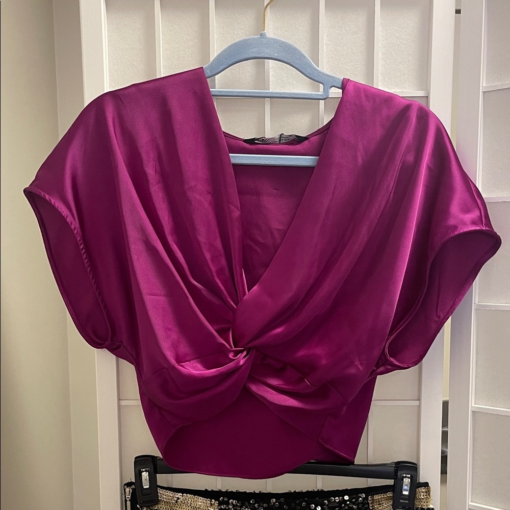 Zara Magenta Satin Top